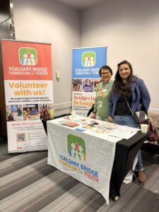 CBFY staff members Arnida and Neha attend the Volunteer Fair on April 23.